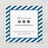 CALLING CARD quadratische moderne marineblaue weiß Quadratische Visitenkarte (Rückseite)