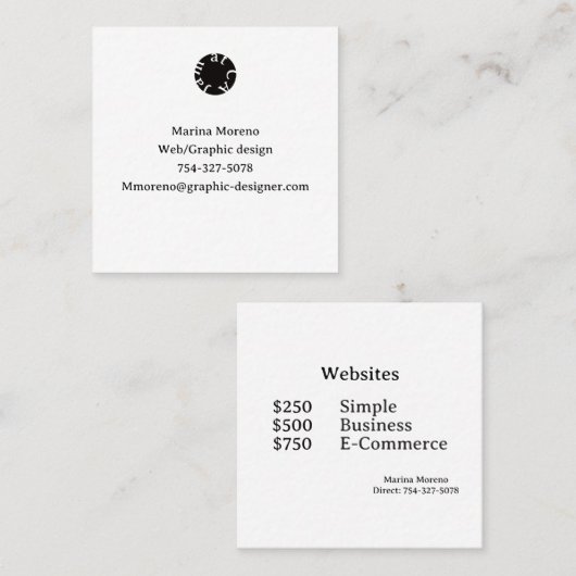 Calling Card Telefonnummerkarte (Vorne/Hinten)