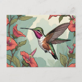 Calliope Hummingbird auf dem Flug Postkarte