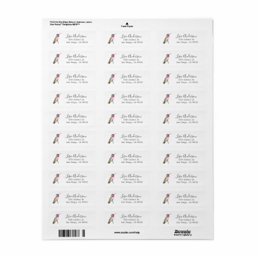 Calliope Hummingbird Return Address Label (Vorne)