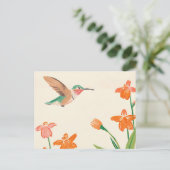 Calliope Hummingbird zeichnend Postkarte (Stehend Vorderseite)