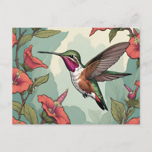 Calliope-Kolibri im Flug Postkarte