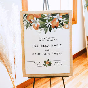 Calliope - Tropical Orange Botanic Wedding Willkom Poster