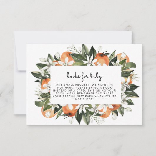 CALLLIOPE Süsse Orangen Bücher für die Babyumschli Einladung (Vorderseite)