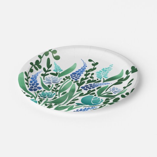 Calm Abstrakt Floral Pappteller (Schrägansicht)