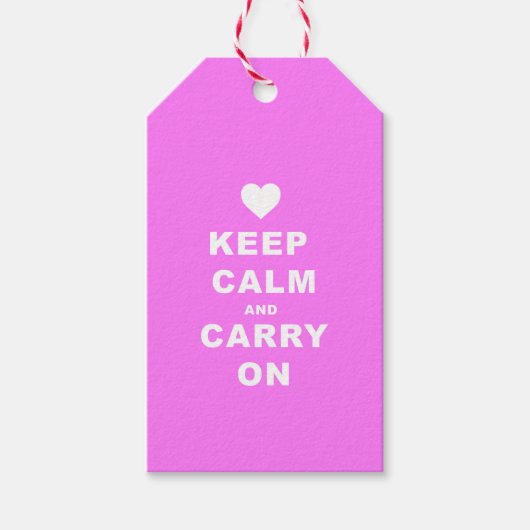 CALM AN CARRON AUF Pink behalten Geschenkanhänger (Vorderseite)