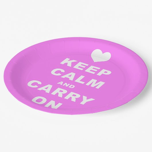 CALM AN CARRON AUF Pink behalten Pappteller (Schrägansicht)