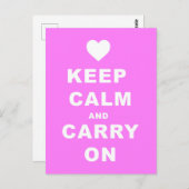 CALM AN CARRON AUF Pink behalten Postkarte (Vorne/Hinten)