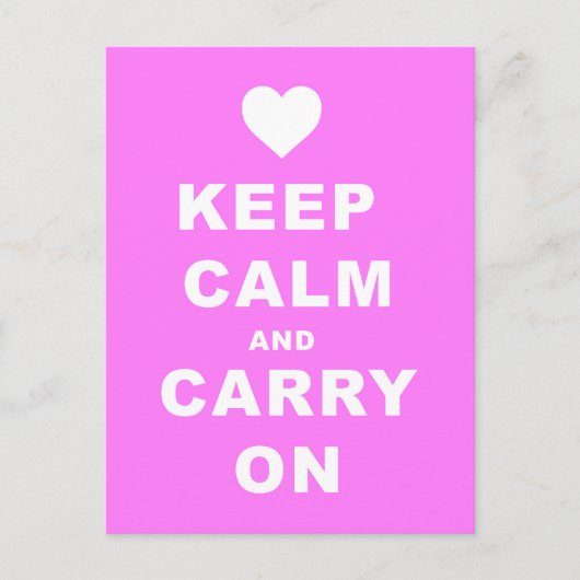 CALM AN CARRON AUF Pink behalten Postkarte (Vorderseite)