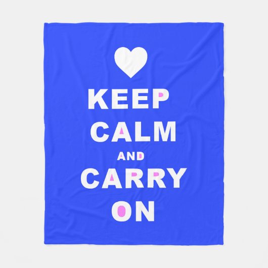 CALM AN CARRY ON Blue behalten Fleecedecke (Vorderseite)