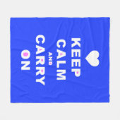 CALM AN CARRY ON Blue behalten Fleecedecke (Vorderseite (Horizontal))