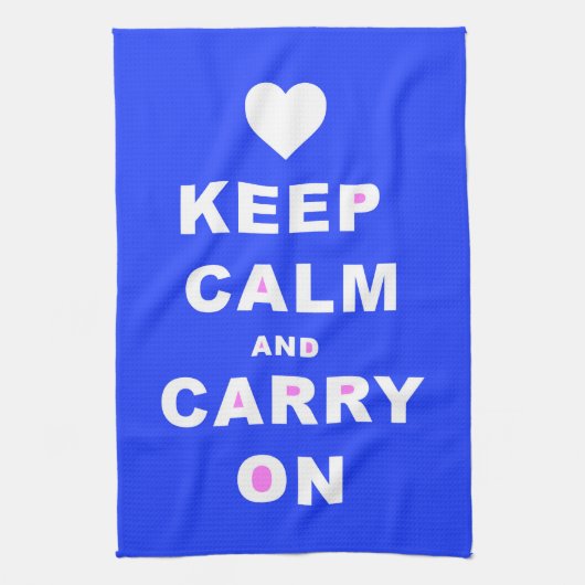 CALM AN CARRY ON Blue behalten Geschirrtuch (Vertikal)