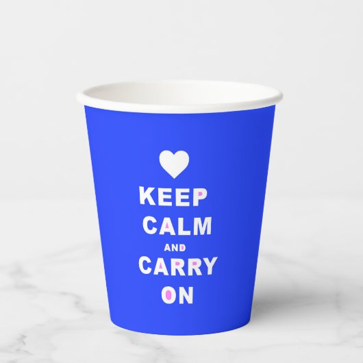 CALM AN CARRY ON Blue behalten Pappbecher (Vorderseite)