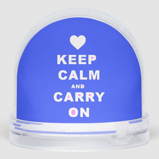 CALM AN CARRY ON Blue behalten Schneekugeln (Rückseite)