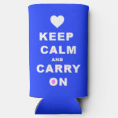 CALM AN CARRY ON Blue behalten Selters Dosenkühler (Rückseite)