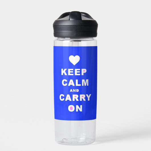 CALM AN CARRY ON Blue behalten Trinkflasche (Vorderseite)