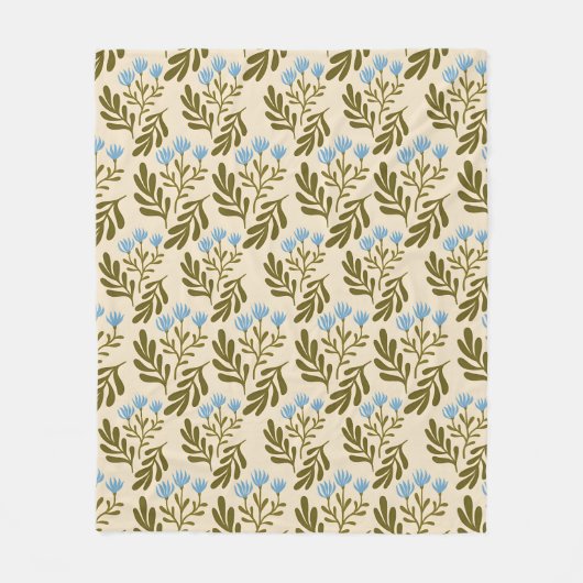 Calm and Natural: Blue Flower Seamless Pattern Fleecedecke (Vorderseite)