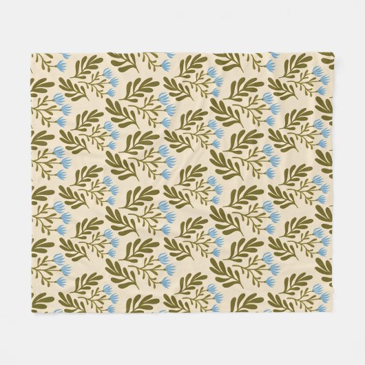  Calm and Natural: Blue Flower Seamless Pattern Fleecedecke (Vorderseite (Horizontal))