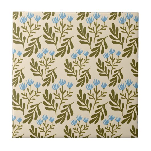  Calm and Natural: Blue Flower Seamless Pattern Fliese (Vorderseite)