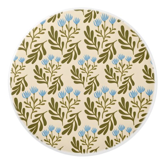  Calm and Natural: Blue Flower Seamless Pattern Keramikknauf (Vorderseite)