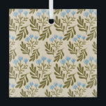 Calm and Natural: Blue Flower Seamless Pattern Ornament Aus Glas<br><div class="desc">Seamless pattern of stylized blue flowers and green leaves on a beige background. The design is repetitive and conveys a calm,  natural elegance.</div>