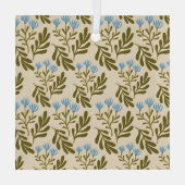  Calm and Natural: Blue Flower Seamless Pattern Ornament Aus Glas (Rückseite)