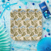  Calm and Natural: Blue Flower Seamless Pattern Pappteller (Party)