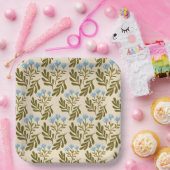  Calm and Natural: Blue Flower Seamless Pattern Pappteller (Party)