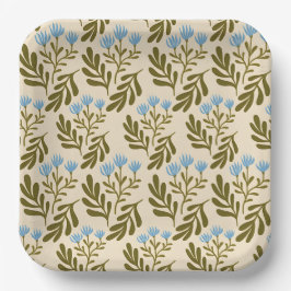  Calm and Natural: Blue Flower Seamless Pattern Pappteller