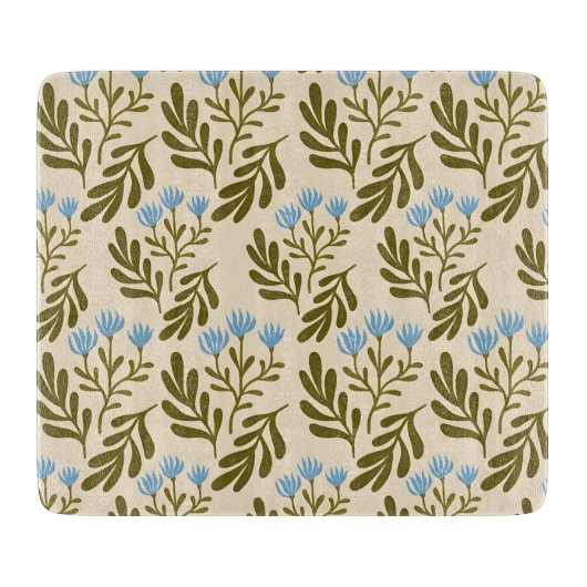  Calm and Natural: Blue Flower Seamless Pattern Schneidebrett (Vorderseite)