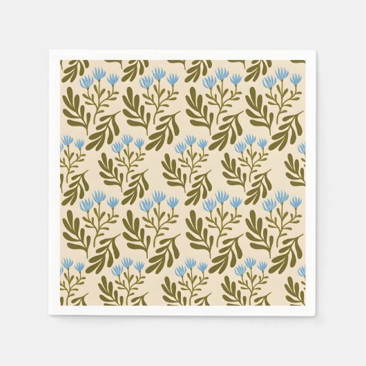  Calm and Natural: Blue Flower Seamless Pattern Serviette (Vorderseite)