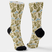 Calm and Natural: Blue Flower Seamless Pattern Socken (Gewinkelt)