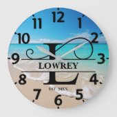Calm Beach Front L Monogram Große Wanduhr (Vorderseite)