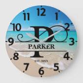 Calm Beach Front P Monogram Große Wanduhr (Vorderseite)