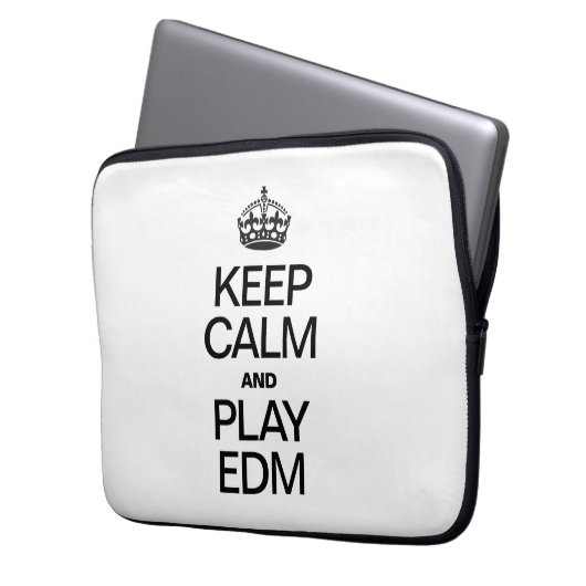 CALM behalten UND EDM SPIELEN Laptopschutzhülle (Vorderseite Links)