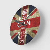 CALM behalten UND KETTE ANGESCHALTET Runde Wanduhr (Winkel)