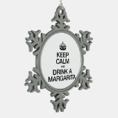 CALM behalten UND MARGARITA GETRÄNKT Schneeflocken Zinn-Ornament (Links)