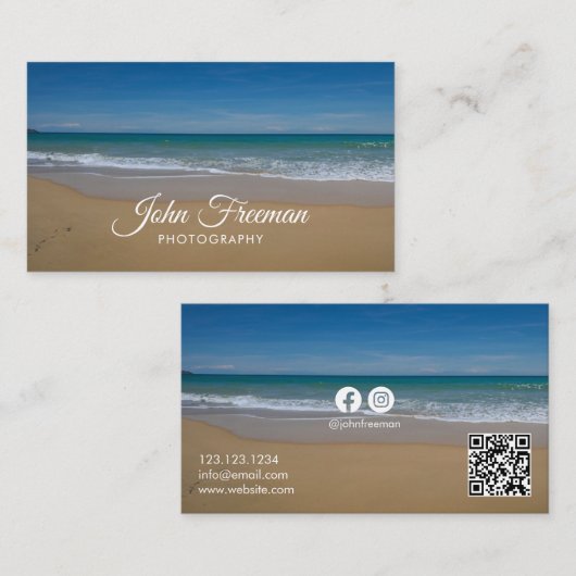 Calm Blue Beach Waves Fotograf Visitenkarte (Vorne/Hinten)