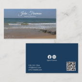 Calm Blue Beach Waves Fotografie Visitenkarte (Vorne/Hinten)