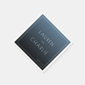 Calm Blue Minimalist Names Serviette (Ecke)