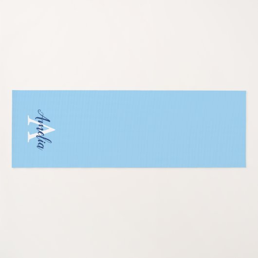 Calm Blue Monogram Script Yoga Mat Yogamatte (Vorderseite (Horizontal))