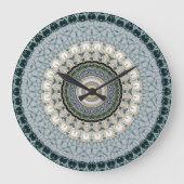 Calm Blue und White Lace Mandala Graphic Große Wanduhr (Vorderseite)