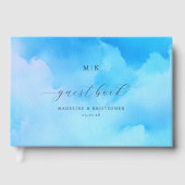 Calm Blue Watercolor Clouds Gästebuch (Vorderseite)