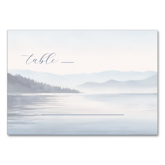 Calm Blue Watercolor Landscape Tischnummer (Vorderseite)