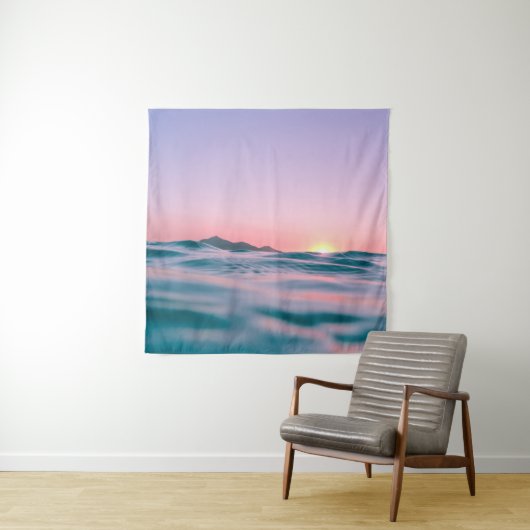 Calm body of water during golden hour wandteppich (Beispiel)