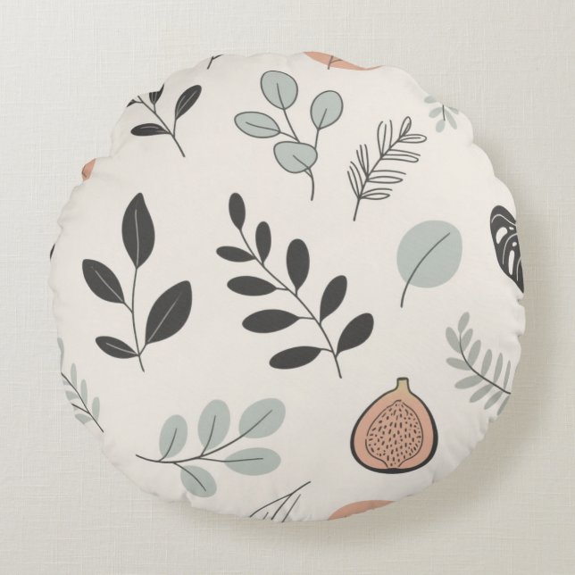 Calm Botanica - Line Art Leaf Throw Kissen (Vorderseite)