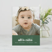 Calm & Bright Holiday Greetings Card Feiertagskarte (Stehend Vorderseite)