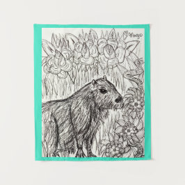 Calm Capybara Wandteppich