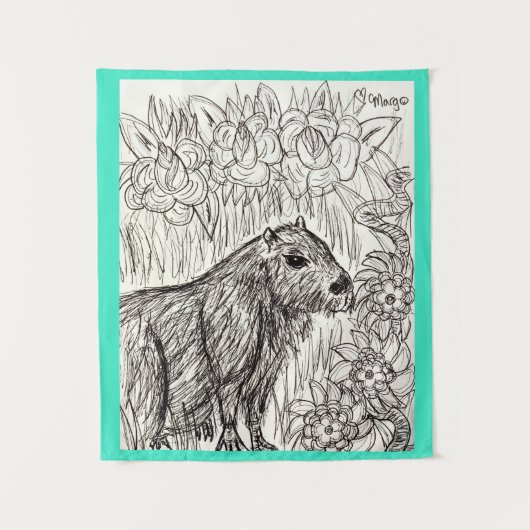 Calm Capybara Wandteppich (Vorderseite)