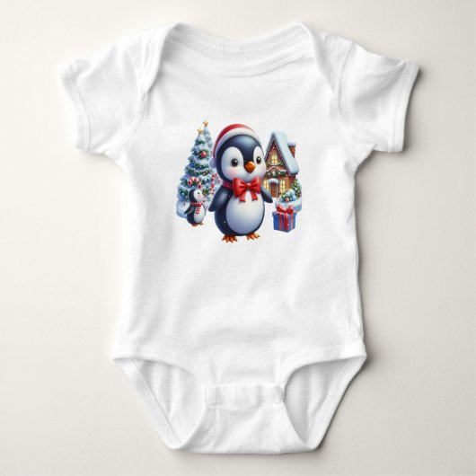 Calm Christmas Penguin Baby Strampler (Vorderseite)
